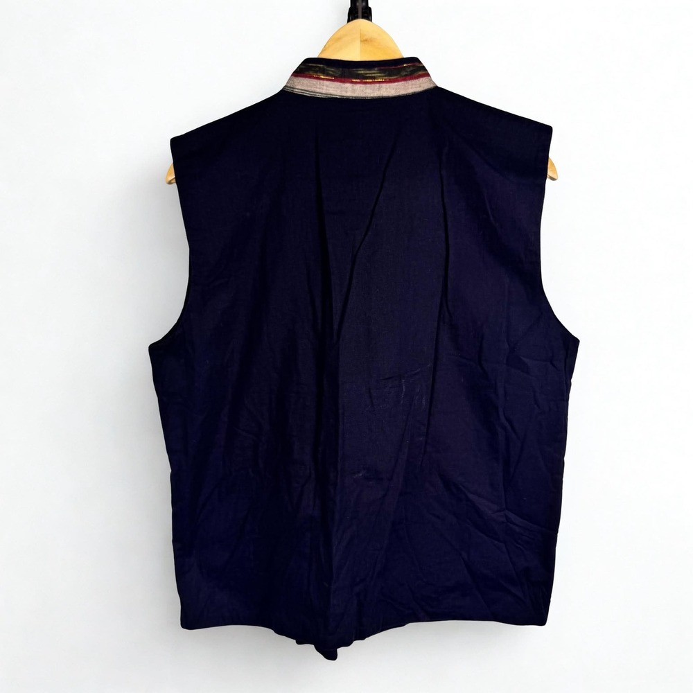 Vtg Passports Pier 1 Imports Patchwork Ikat Cotton Vest Metal Buttons Grandma - Picture 3 of 7